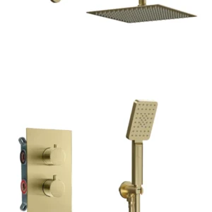 Вградена душ система с термостат Alpha Therm Brushed Gold - Aquagrif