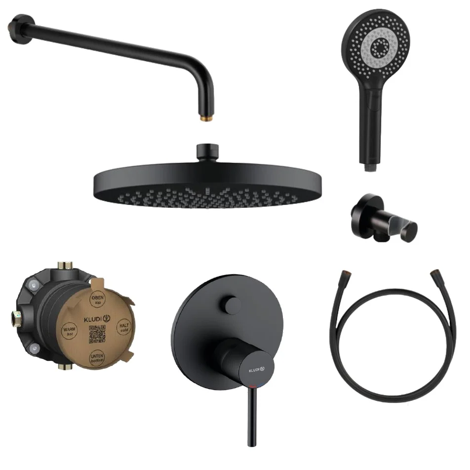 Вградена душ система Kludi Bozz Black Bath Slim Boxx