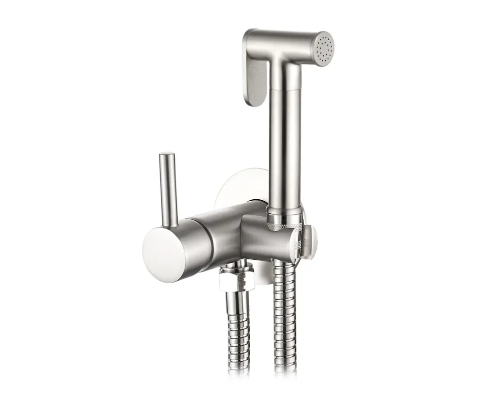 Смесител с хигиенен душ Taus Satin Nickel - Aquagrif
