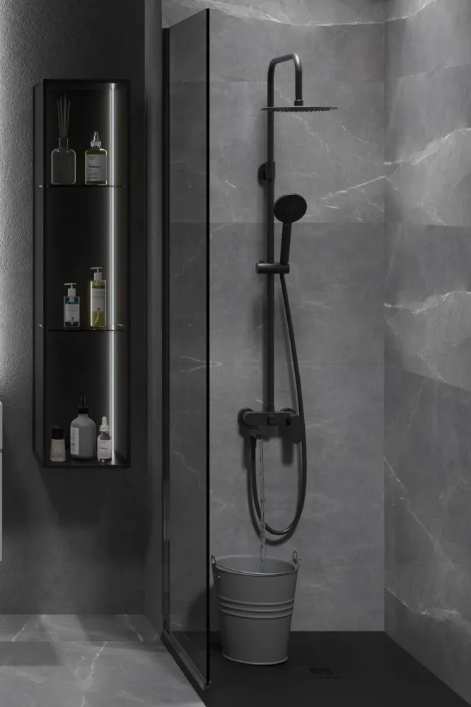 Душ колона с чучур Wind Blu Square Matt Black - Aquagrif