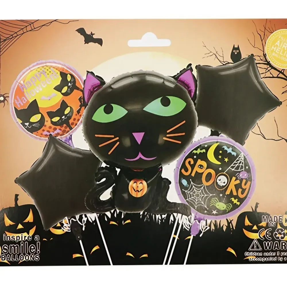 Комплект от 5 балона с котка за Хелоуин | HalloweenGlow