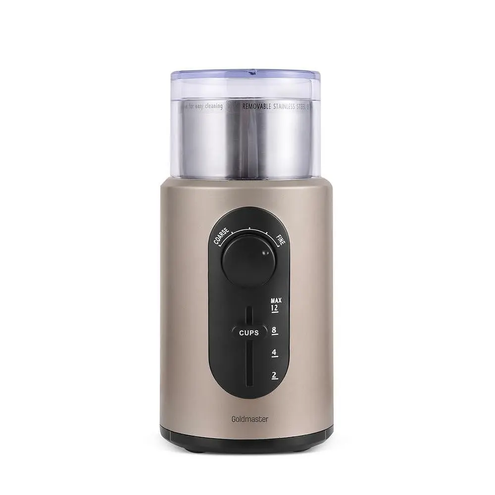 Кафемелачка, GoldMaster, 5 степени на смилане, Капацитет на съда 70g, Inox