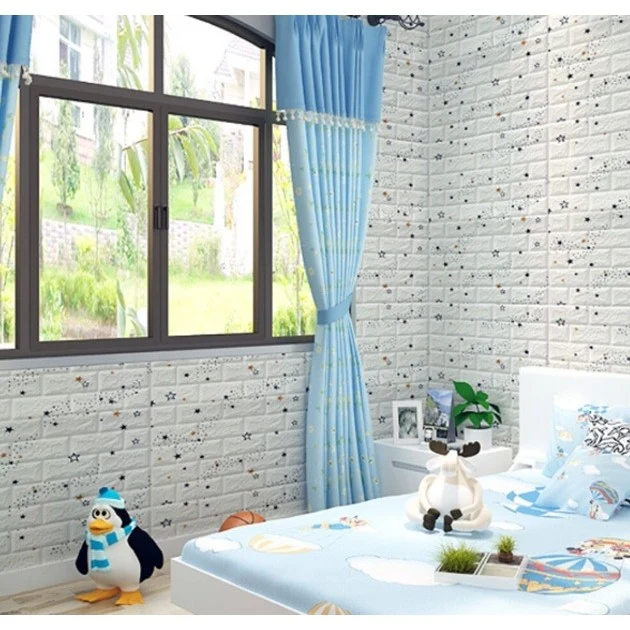 Комплект от 10 стикера за стена, самозалепващи, 70 X 77 см, покрита площ 5,3 м2, PVC, шарка на дъга и звезди, бели