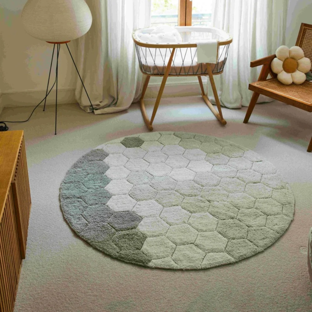 Lorena Canals Детски килим Round Honeycomb Blue Sage 140cm
