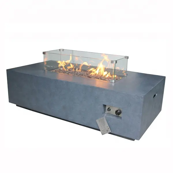 CharcMe Rectangle Gas Fire Pit Table, Shade Grey