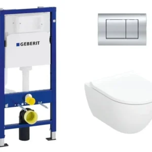 GEBERIT Delta30 Chrome с тоалетна Geberit Pravello Rimfree