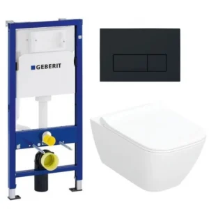 GEBERIT Delta50 Black с тоалетна Geberit Smyle Rimfree