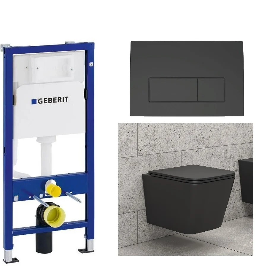 GEBERIT Delta50 Black с тоалетна Karag LT 057E Tornado Black Matt