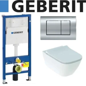 GEBERIT DUOFIX DELTA 30 Chrome с тоалетна Geberit Smyle Rimfree