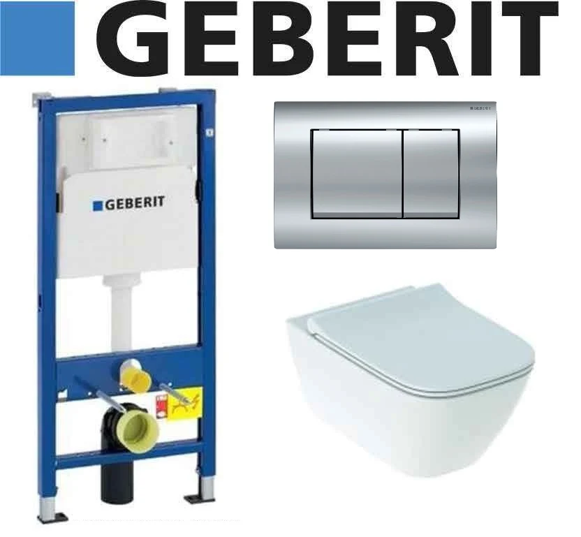 GEBERIT DUOFIX DELTA 30 Chrome с тоалетна Geberit Smyle Rimfree