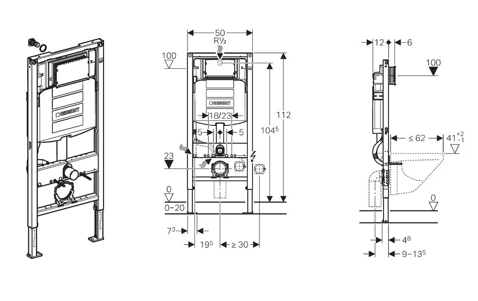GEBERIT DUOFIX DELTA 30 Chrome с тоалетна Geberit Smyle Rimfree