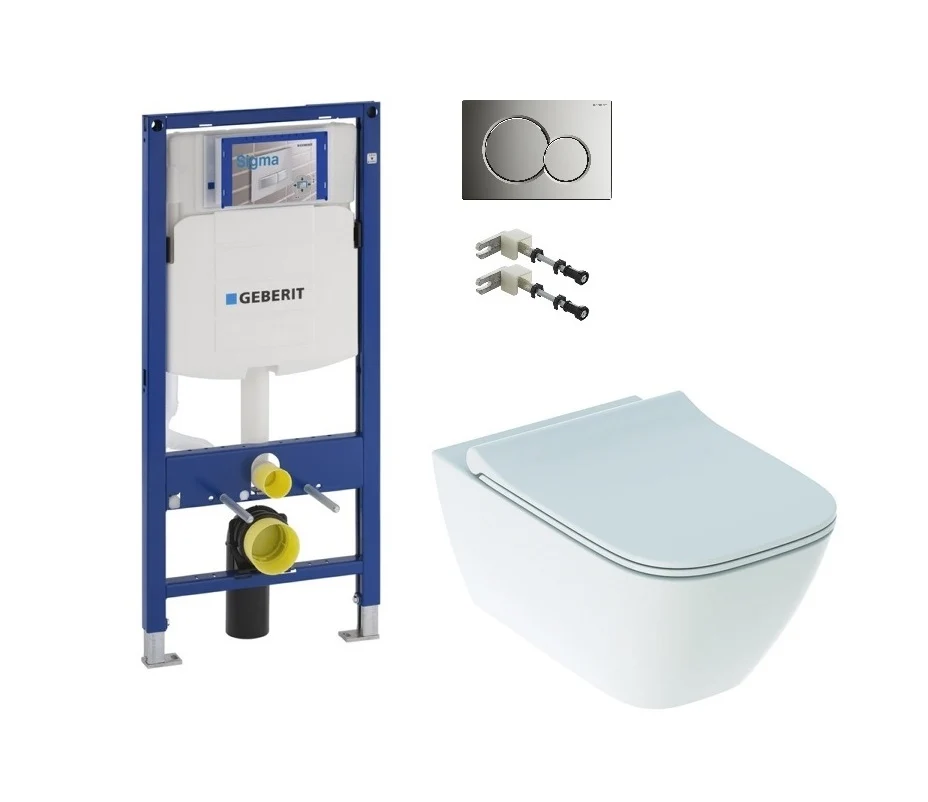GEBERIT Sigma01 Chrome с тоалетна Geberit Smyle Rimfree
