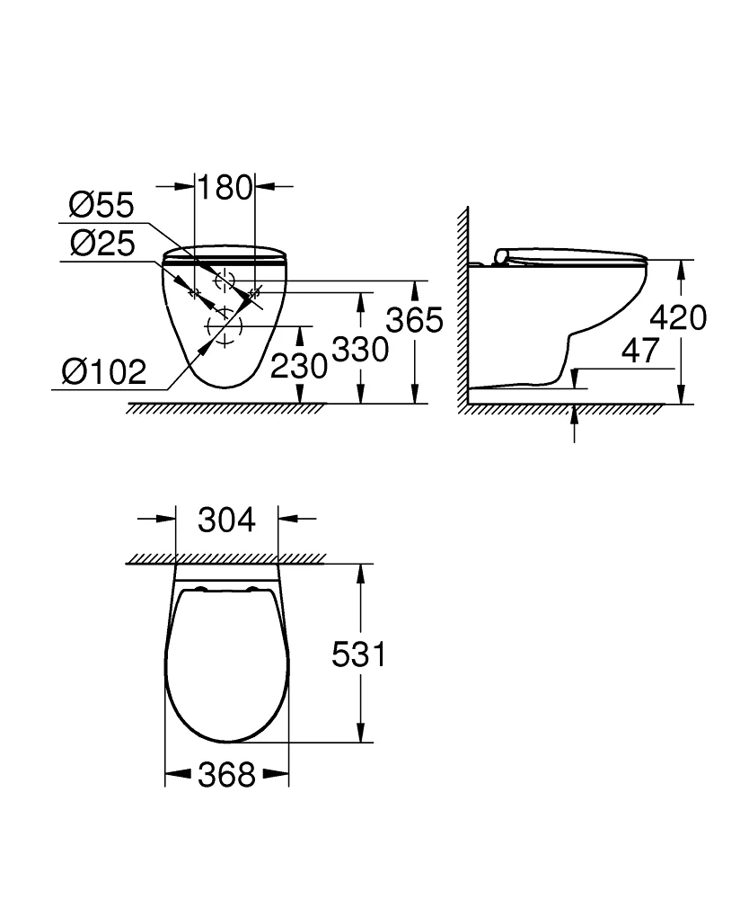 Rimless конзолна тоалетна Bau Ceramic - Grohe