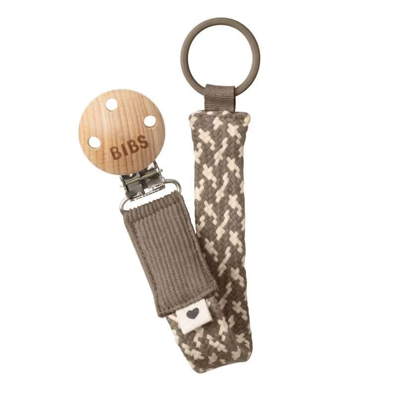 BIBS Accessories - Paci Braid Pacifier Strap - Dark Oak/Vanilla