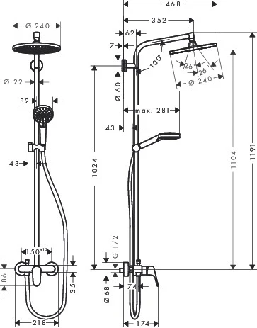 Hansgrohe Душ система Crometta S 240