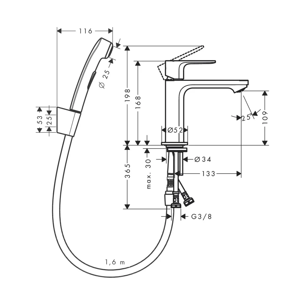 Hansgrohe Rebris S за мивка с хигиенен душ