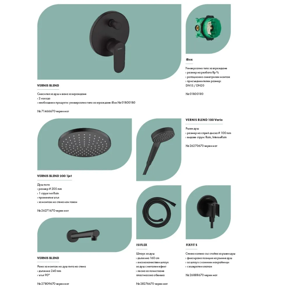Hansgrohe Vernis Blend Black Matt вграден комплект - черен мат