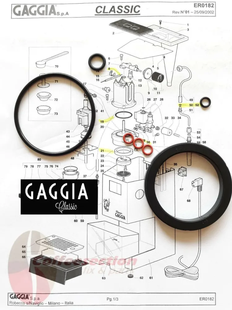 GAGGIA Classic, parts, set, kit - Gasket Repair kit Classic, Baby, Evolution