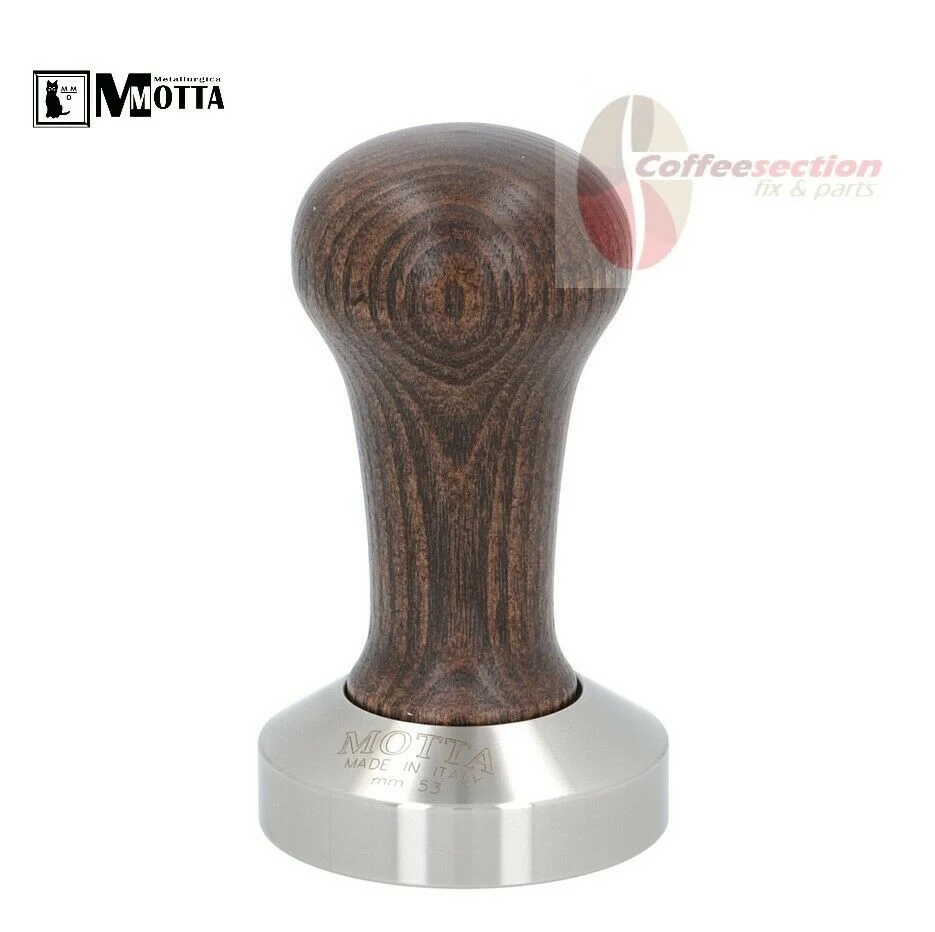 Motta Flat Stainless Coffee Tamper ø 53mm Wood Handle Breville Sage Spaziale
