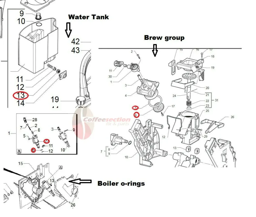 Saeco Parts Kit 16 piece Oring set Syntia Talea Xsmall Intelia Intuita Odea