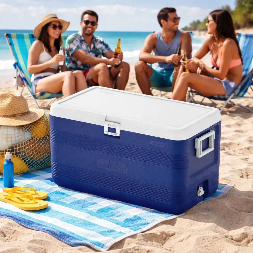 Duramax Deluxe Icebox 70 с PU изолация и странични дръжки, син
