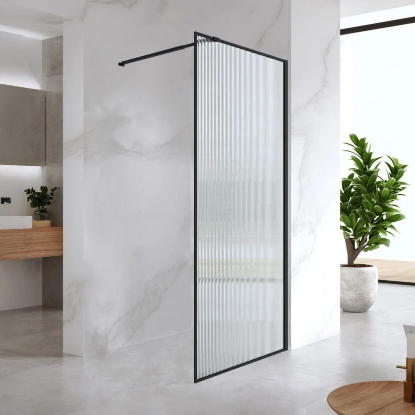Статичен параван Alia Walk- Black Matt Fluted 80 см.