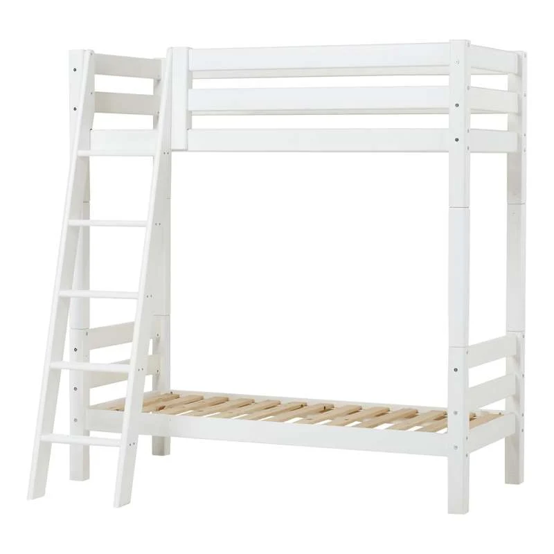 Hoppekids ECO Разкошен - High Bunk Bed - 70x160 cm. - Slanted Ladder - White