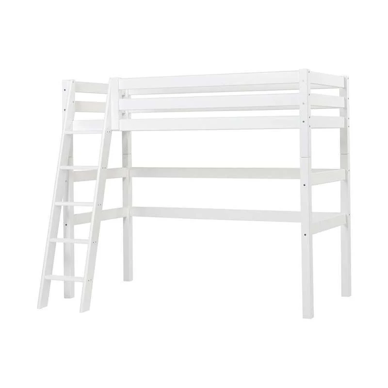 Hoppekids ECO Луксозен - Loft bed - 90x200 cm. - Slanted Ladder - White