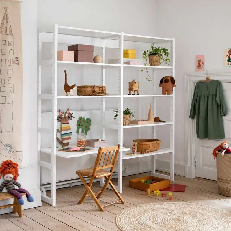 Hoppekids STOREY - Sæt m. 8 Hylder og Skriveplade - 80 cm. - Hvid