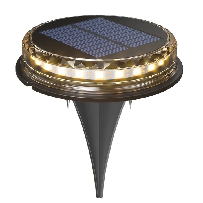 Соларна LED градинска лампа, 8 светодиода, ABS и поликарбонатен материал, батерия 1.2V, 600Mah, 12 X 13.5 см, топло бяла с...