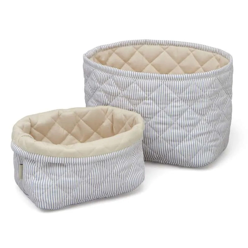 Cam Cam Copenhagen Quilted Storage Baskets - 2 pcs. - OCS - Classic Stripes Blue/Praline