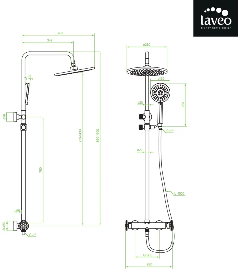 Душ колона Muro Graphite - Laveo