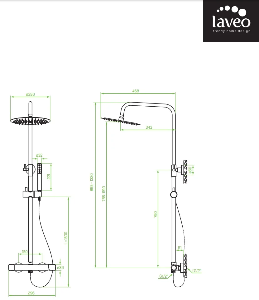 Душ колона Pretto Graphite - Laveo