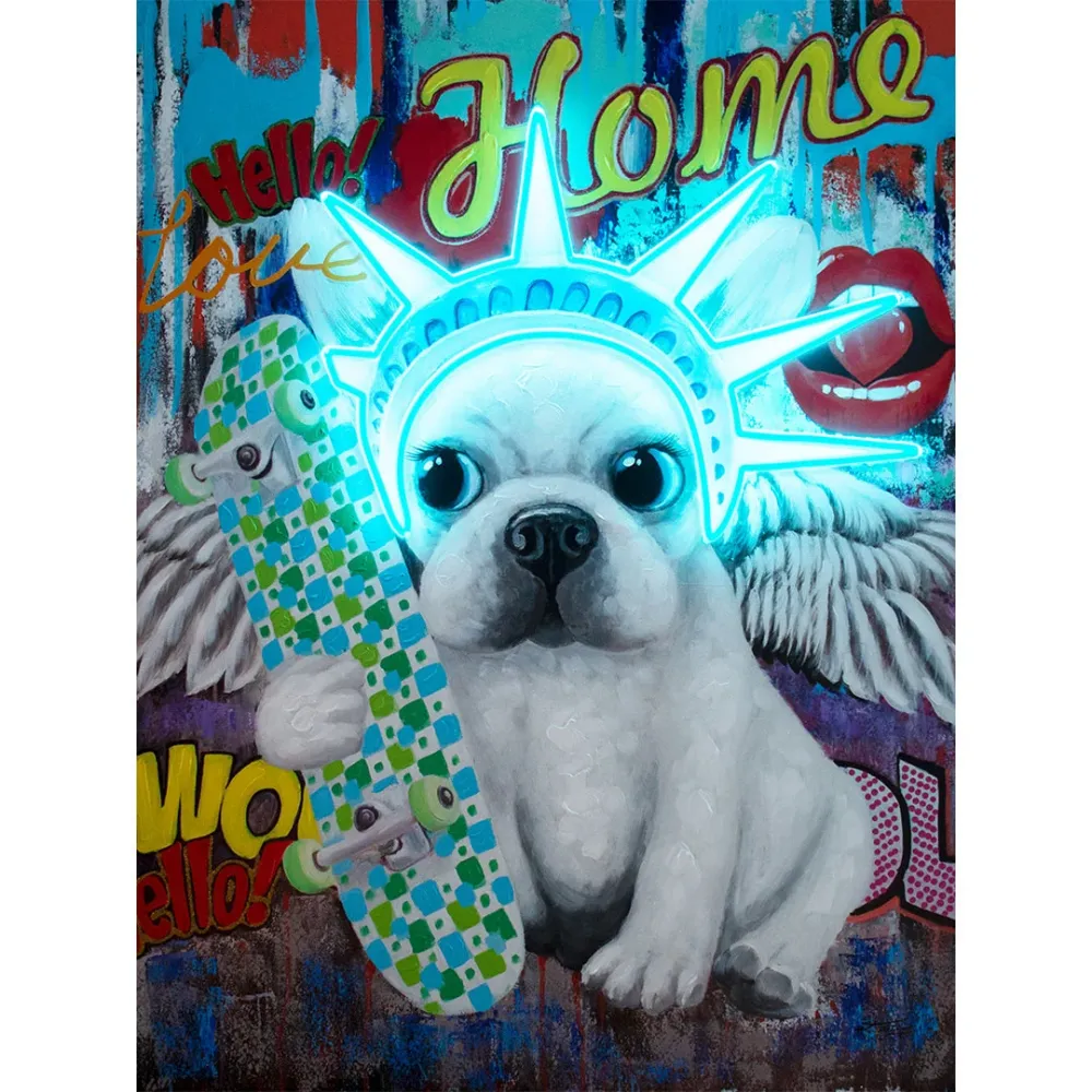 'Liberty Dog' Wall Artwork LED Neon - SMALL