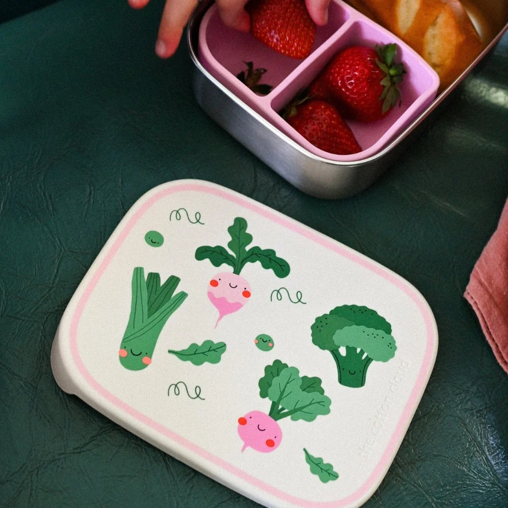 Cotton Cloud Детската кутия за обяд от неръждаема стомана с подвижни разделители Veggie Pals