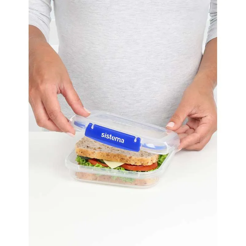 Sistema Food Storage - Clip It Plus - Square - 3-Pack - 520ml - Cobalt