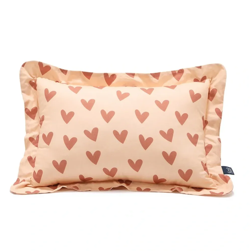 La Millou памучна бебешка възглавница XL Heartbeat Pink