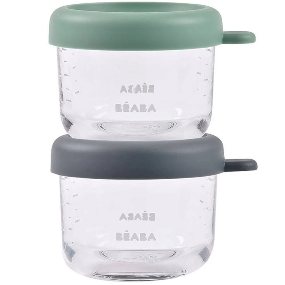 Beaba Комплект стъклени буркани с капачка 2 x 150 ml минерал/градински чай
