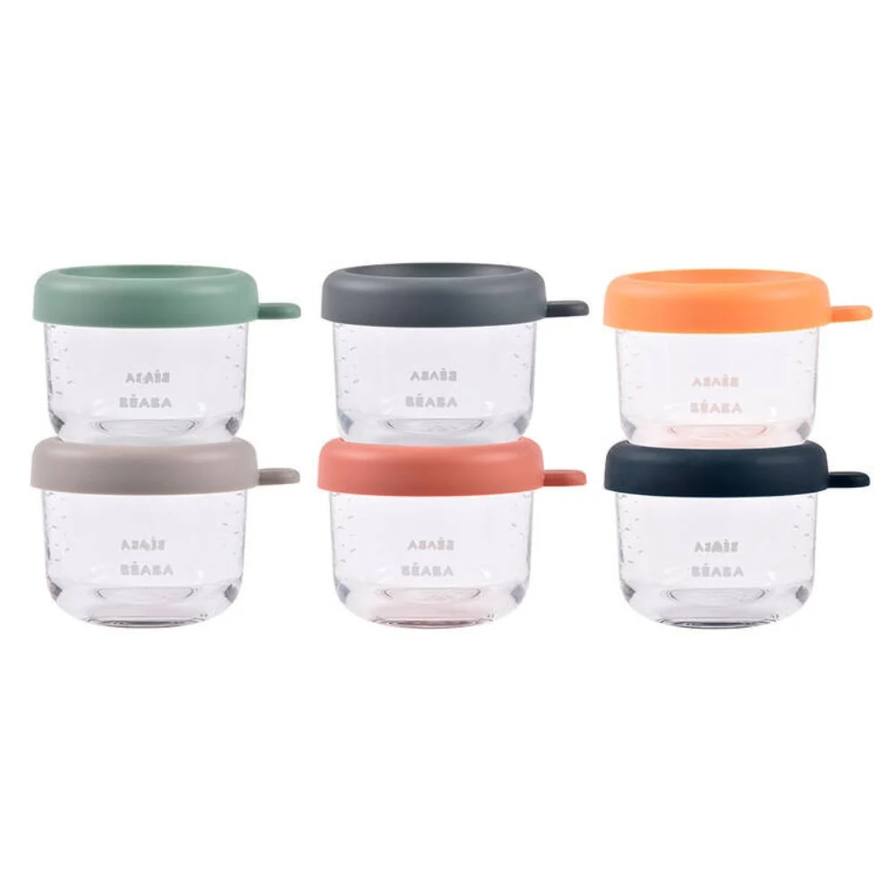 Beaba Комплект стъклени буркани с капачка 6 x 150 ml Sunrise color mix