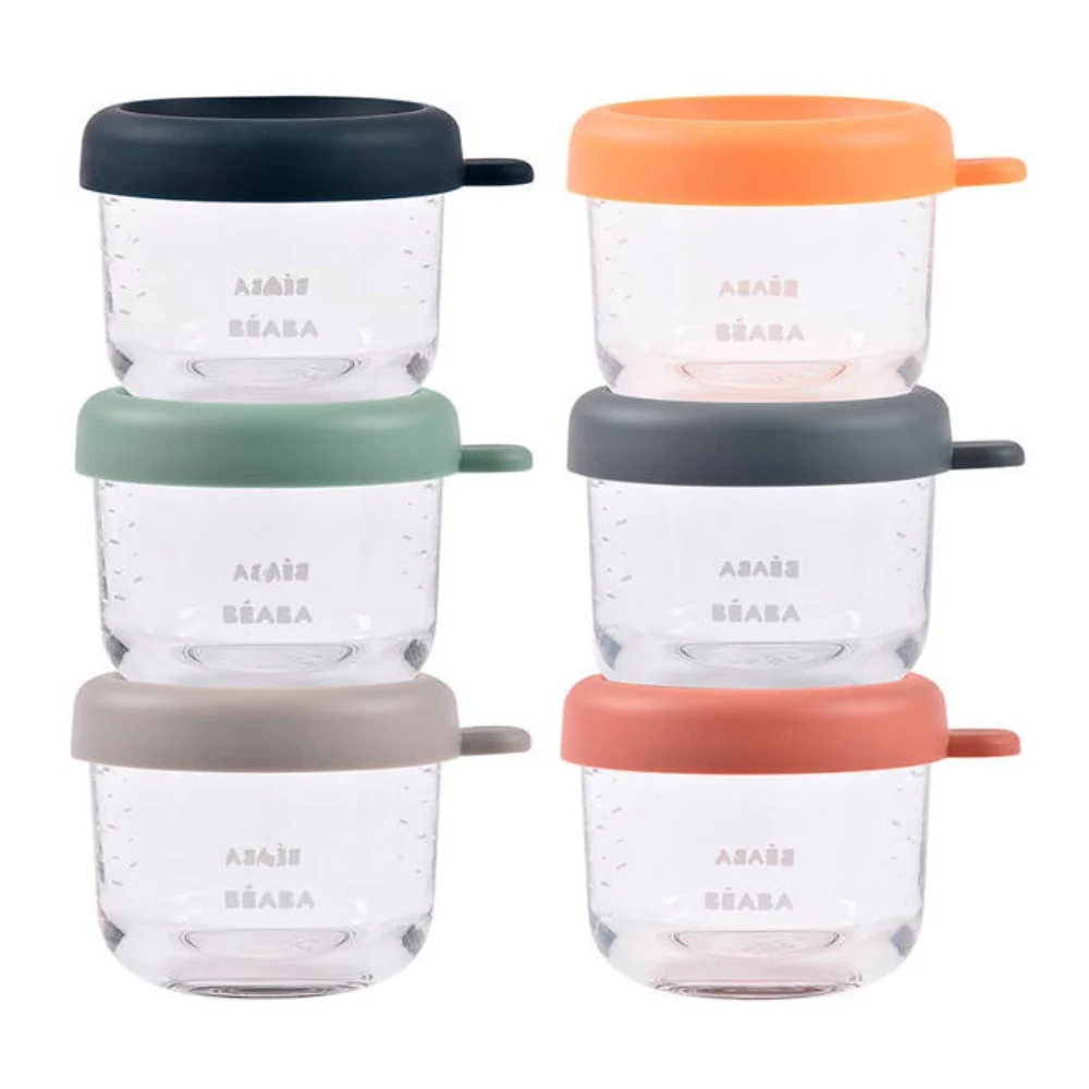 Beaba Комплект стъклени буркани с капачка 6 x 150 ml Sunrise color mix