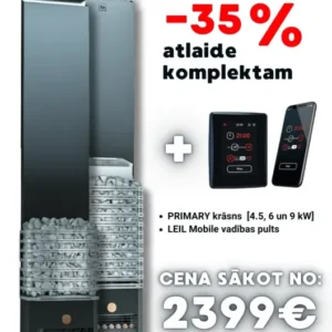 Atlaižu komplekts - Saunum Primary krāsns 4.5kW, 6kW + LEIL Mobile pirts vadības pults