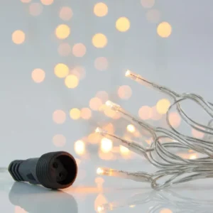 ЛАМПИЧКИ,100 LED,31V АДАПТОР,КОНЕКТ,ПРОЗР.КАБЕЛ,WW,ЗАХР.КАБЕЛ 3m,IP44