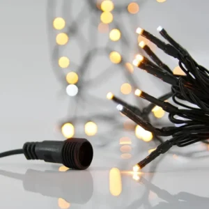ЛАМПИЧКИ,100 LED,31V,КОНЕКТОР,АДАПТОР,ЗЕЛ.КАБЕЛ,WW, 9 WHITE FLASH IP44