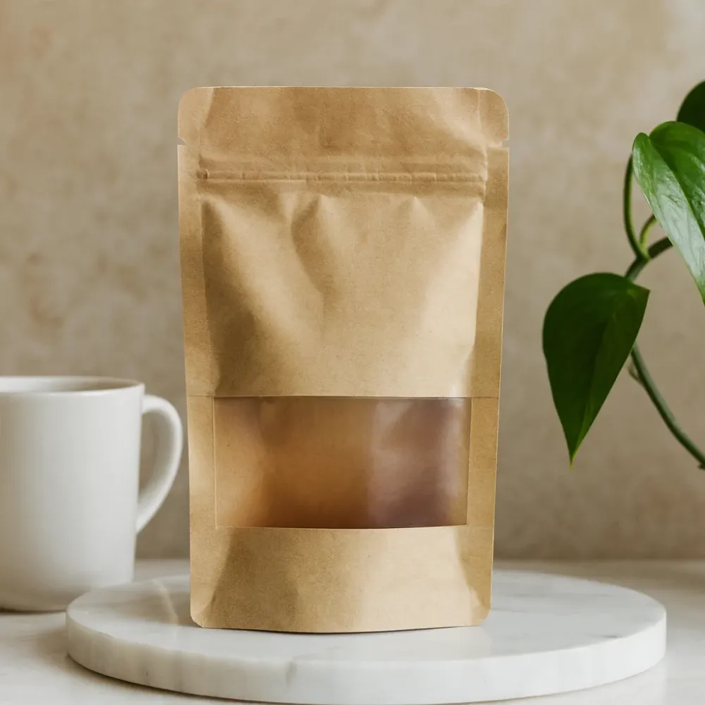 Крафт пликове с прозорец за изправяне 10 броя 10x20cm