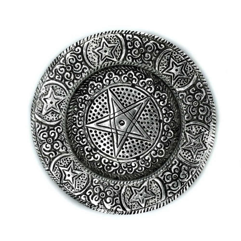Поставка за тамян Пентаграм Полирана алуминий 11.5cm