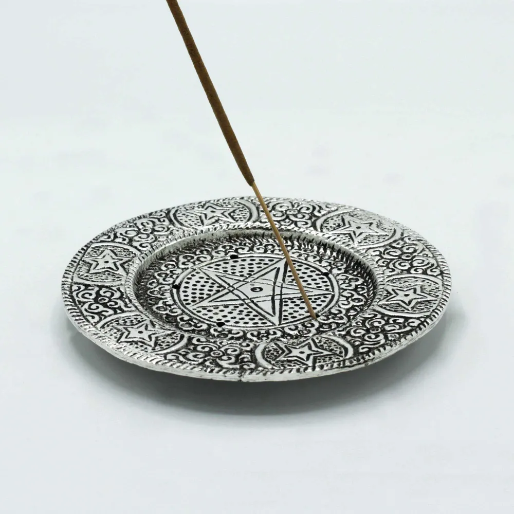 Поставка за тамян Пентаграм Полирана алуминий 11.5cm
