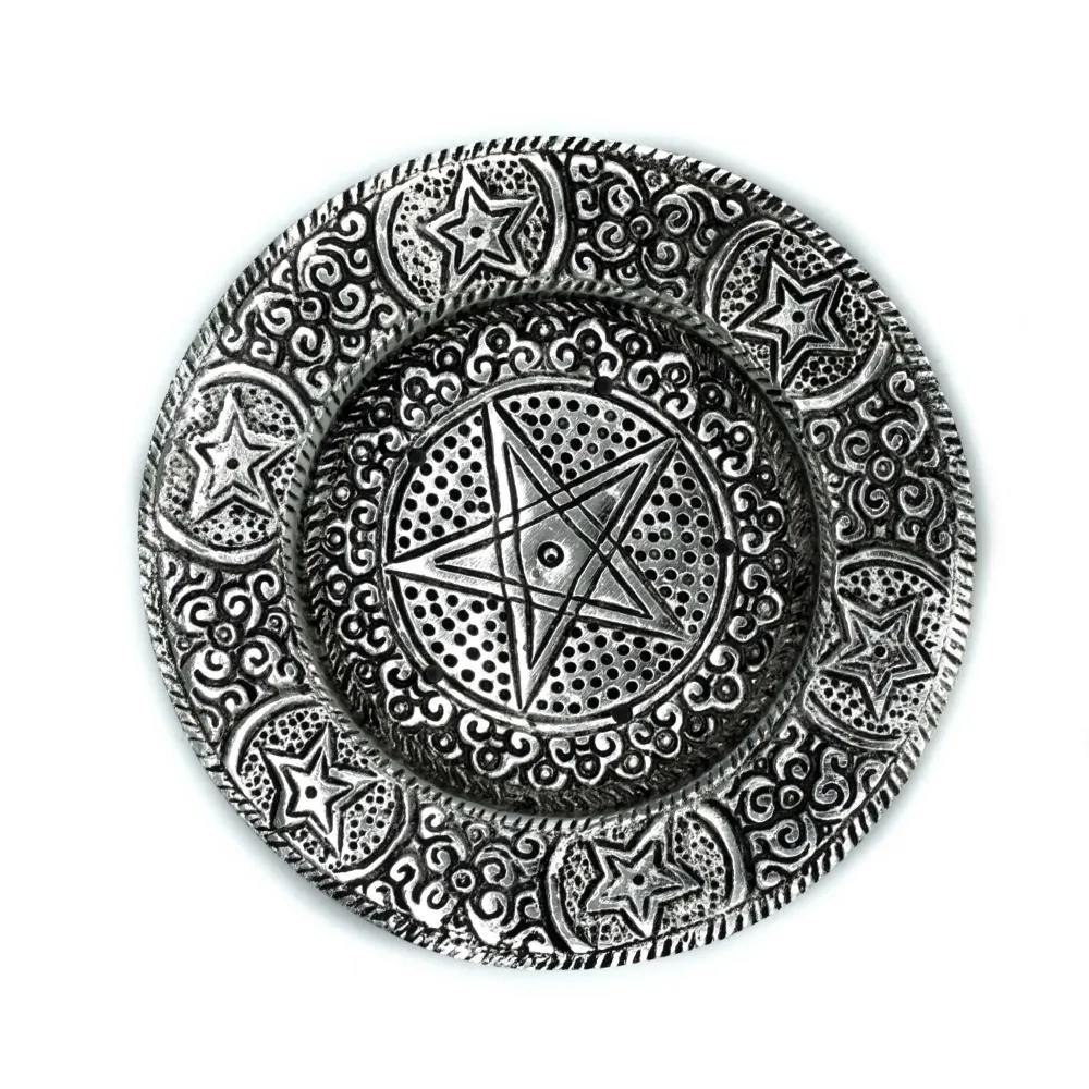 Поставка за тамян Пентаграм Полирана алуминий 11.5cm