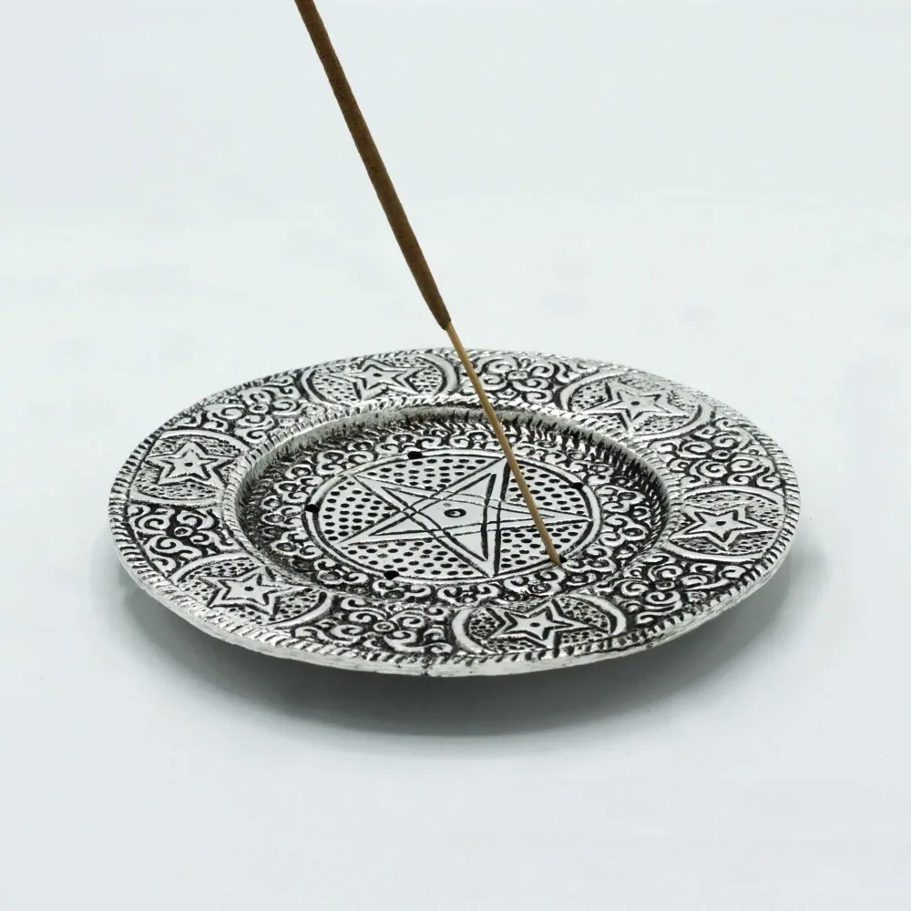 Поставка за тамян Пентаграм Полирана алуминий 11.5cm
