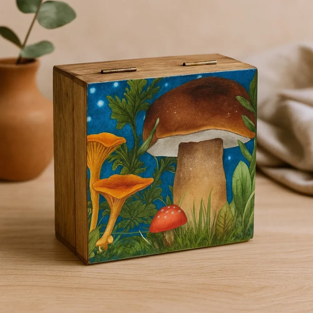 Средна квадратна кутия за съхранение Гъба Тюркоаз 13.5x13.5x6cm