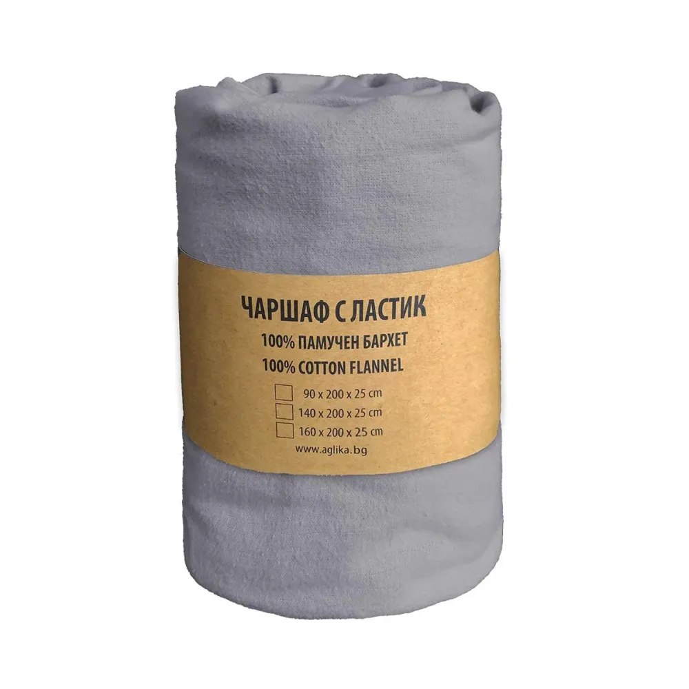 ЧАРШАФ С ЛАСТИК БАРХЕТ 160/200 СИВ